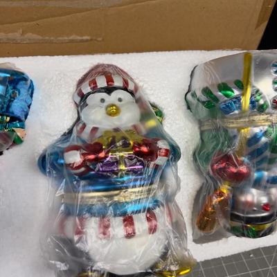 3 NEW Porcelain Christmas Musical Boxes 