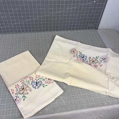Hand Embroidered Butterfly Pillow Cases