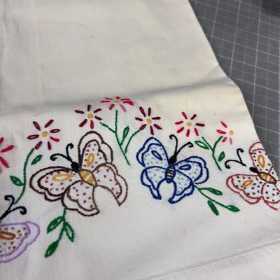 Hand Embroidered Butterfly Pillow Cases