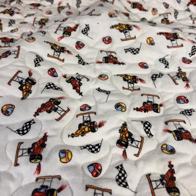 Flaming Baby Quilt with Dragster Cars 