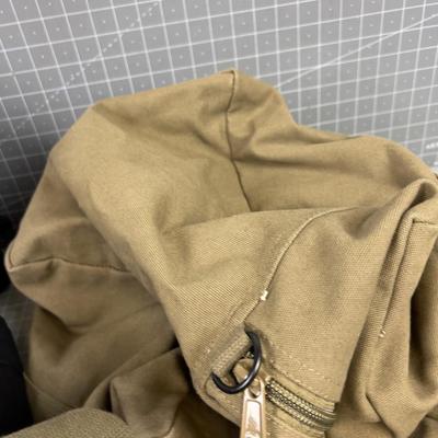 (2) Newer Military Duffel Bags, Olive & Black