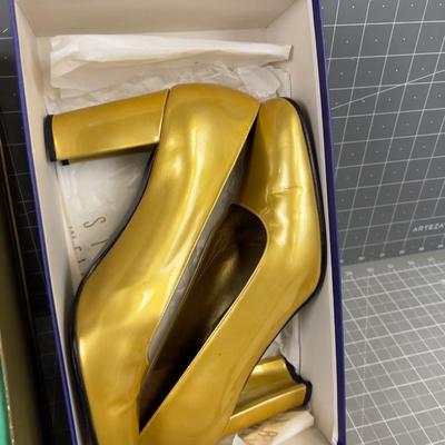 HEELS: Teal, Gold and Fuchsia Size 8