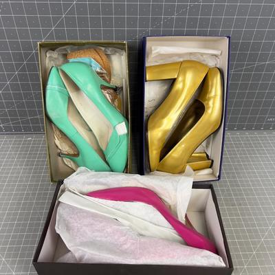 HEELS: Teal, Gold and Fuchsia Size 8