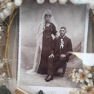 Antique Wedding Photo Shadow Box