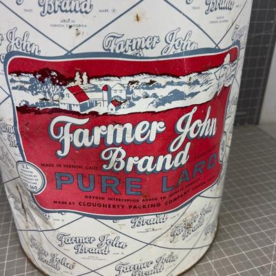 Antique Lard Can with Lid