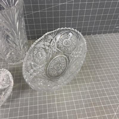 3 Crystal Bowls and Vases