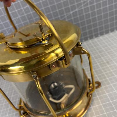 Antique Brass Ships Light (electrified) Name not Legible 