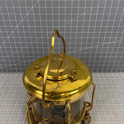 Antique Brass Ships Light (electrified) Name not Legible 