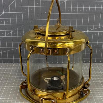Antique Brass Ships Light (electrified) Name not Legible 