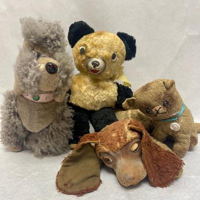 Really Old Stuffies Plush Vintage Toys - Poodle, Panda, Cat, Puppy