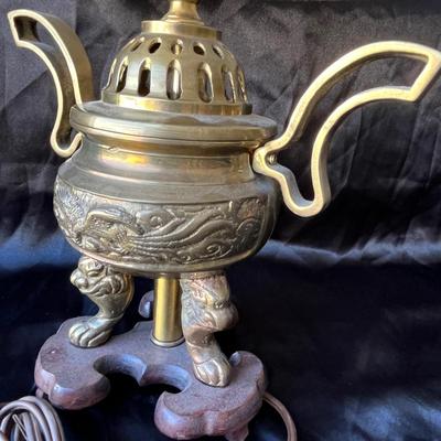Lot 9 Vintage Brass Oriental Lamp