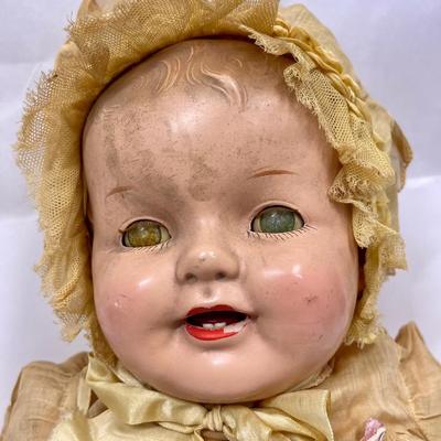 Antique 1930's Baby Doll Composition Sleepy Eyes Open Mouth