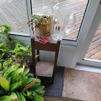 3 plants, stand, pitcher and shears