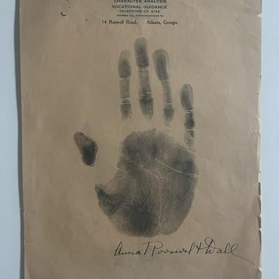 Mother of First Lady of the United States Anna Hall Roosevelt Handprint