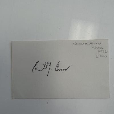 Economist and author Kenneth Arrow original signature