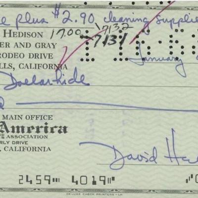 David Hedison signed check