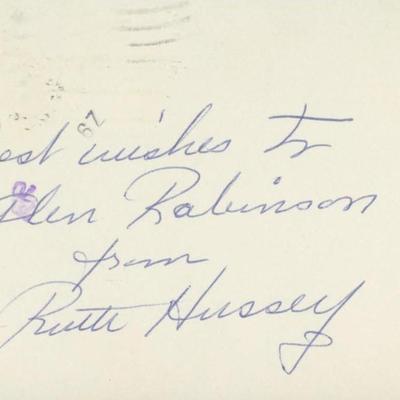 Ruth Hussey signed note