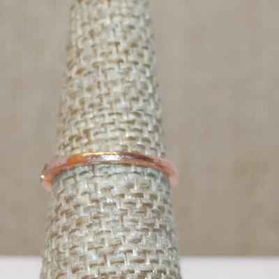 Size 6¾ Delicate Rose Gold Half Infinity Ring with Clear Stones Row on a Rose Gold Band (1.1g)