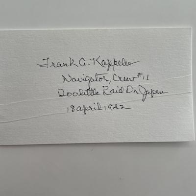 WW2 Dolittle Raid Frank A. Kappeler original signature