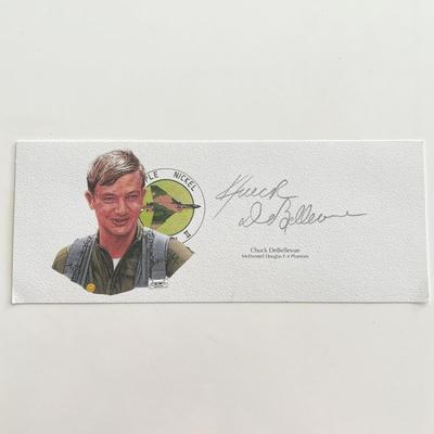 Vietnam War ACE Pilot Chuck DeBellevue original signature