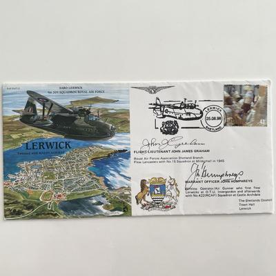 R.A.F. Saro Lerwick Flight Lt. John J. Graham and Warrant Officer John Humphreys signed First Day Cover