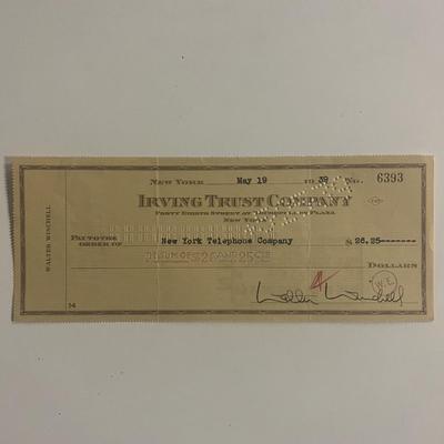 1939 Walter Winchell signed check
