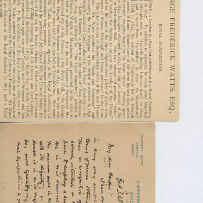 George Frederick Watts handwritten signed letter