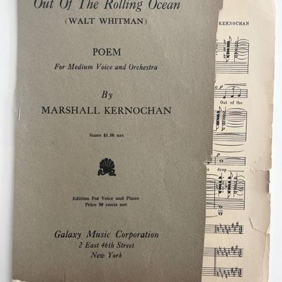 Composer John Marshall Kernochan signed Out Of The Rolling Ocean sheet music