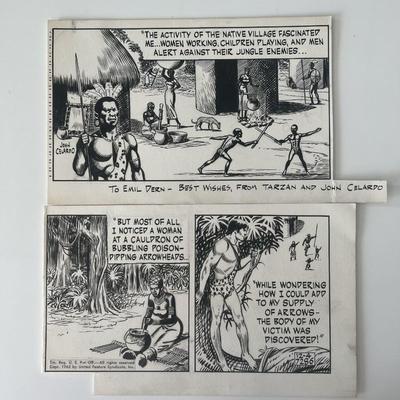 Comic strip artist John Celardo signed Tarzan panels