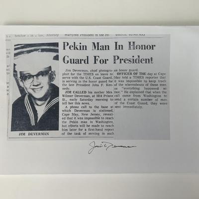 JFK Assassination Jim Deverman signed newspaper print