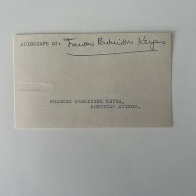 Author Frances Parkinson Keyes original signature