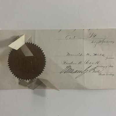 Governor of New York David B. Hill and Private Secretary William Gorham Rice original signatures