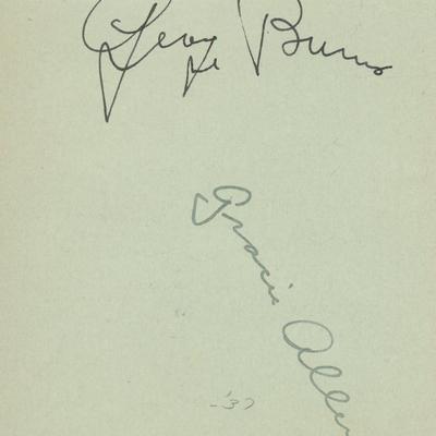 George Burns and Gracie Allen signature cut. GFA Authenticated