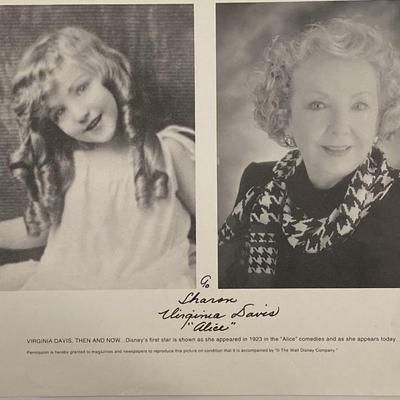 Disney Alice Virginia Davis signed photo