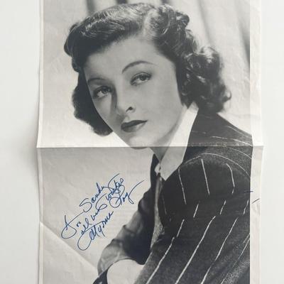 Myrna Loy signed magazine page