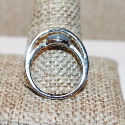 Size 7¼ Marked .925 "Opal in Orbit" Style Ring with Silver Band (2.2g)