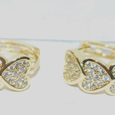 3 Glittery Hearts Earrings (¾" x ¼") with French Style Clasp