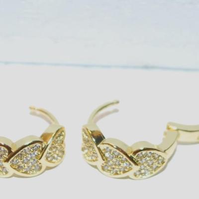 3 Glittery Hearts Earrings (¾" x ¼") with French Style Clasp