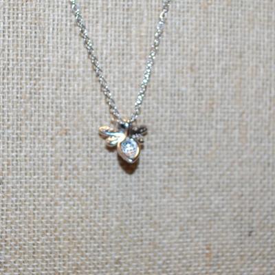 Blue Bumblebee PENDANT (¾" x ¾") on a Silver Tone Necklace Chain 17" L