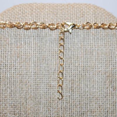 Large Swag Necklace (5" x 2½") with Flesh Colored Main Stones on a Gold Tone Necklace Chain 15" L