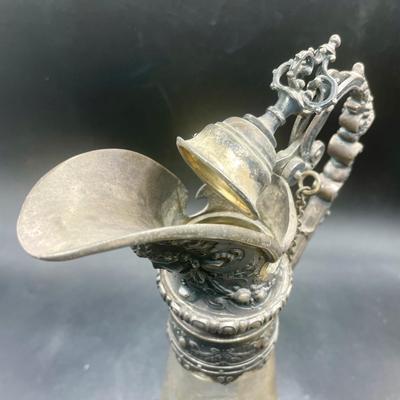 Vintage Silver Plated & Etched Crystal Claret Wine Jug