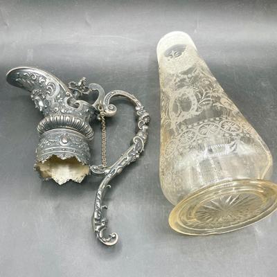 Vintage Silver Plated & Etched Crystal Claret Wine Jug