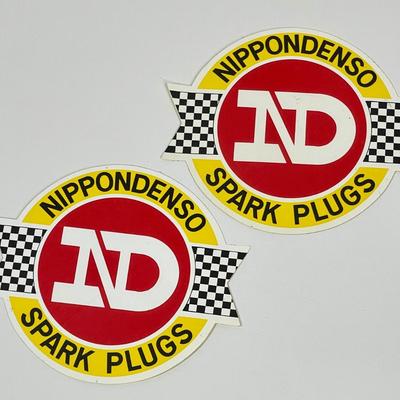 Vintage Pair of Nippondenso Spark Plug Stickers