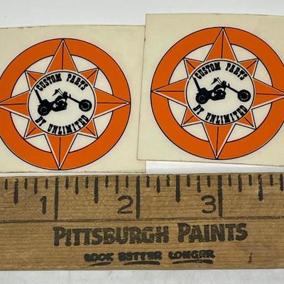 Vintage Pair of Motorcycle Custom Parts by Unlimited Stickers