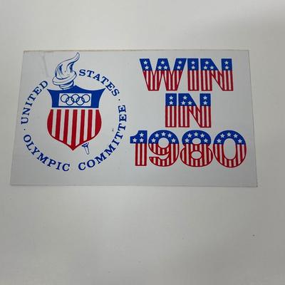 Rare Olympic Bumper Sticker Win In 1980 US Olympic Committee 5 Inches 1980