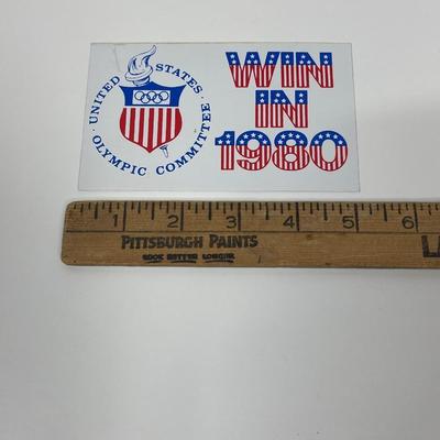 Rare Olympic Bumper Sticker Win In 1980 US Olympic Committee 5 Inches 1980
