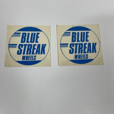 Vintage Automotive Sticker: Blue Streak Wheels