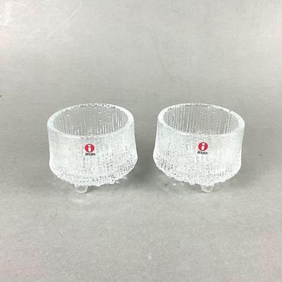372 Pair of Iittala Ultima Thule Tea Light Glass Holders made in Finland