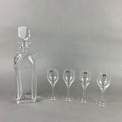384 Mid Century Orrefors Decanter by Edward Hald with Orrefors Cordials