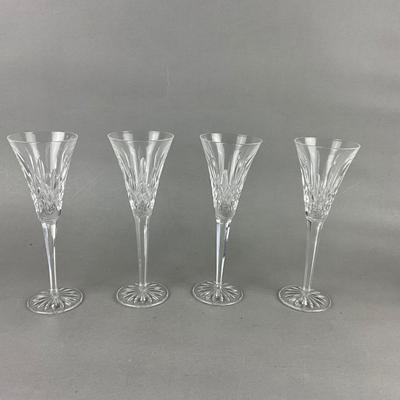 414 Set of 4 Waterford Crystal Lismore Champagne Flutes